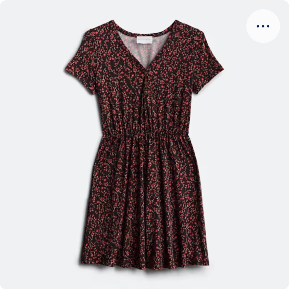 French Grey: Black floral knit stretchy short-sleeved dress from Stitch Fix